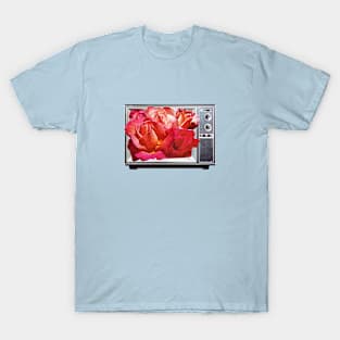 Retro TV with Rose Bouquet Collage T-Shirt